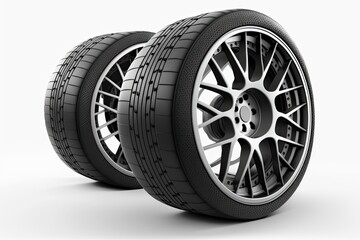 Obraz premium Car tire wheel isolated on white background created with generative ai technology.