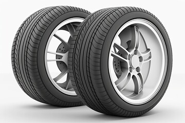 Obraz premium Car tire wheel isolated on white background created with generative ai technology.