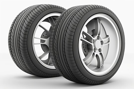 Car tire wheel isolated on white background created with generative ai technology.