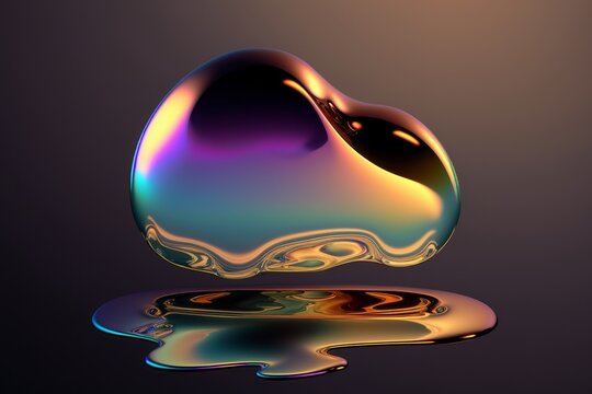 Abstract liquid holographic gradient shape. Generative AI