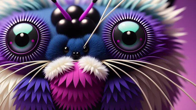 Shaggy hairy woolen cute spider, created with the help of artificial intelligence, AI generative.