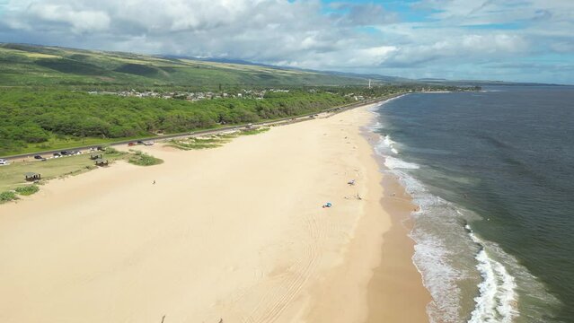 Aerial view of Kekaha Beach Park Kauai Hawaii USA