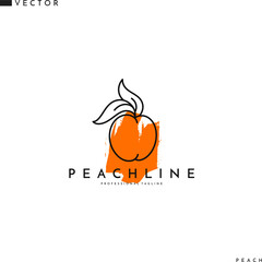 Abstract peach logo. Outline style sign 