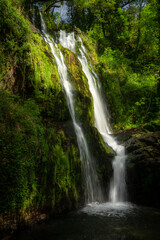 Fototapeta na wymiar Oneta waterfalls natural monument on springtime in Asturias, Spain