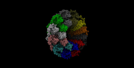 Human RAD52 DNA repair protein 3D molecule 4K (120 degrees view)