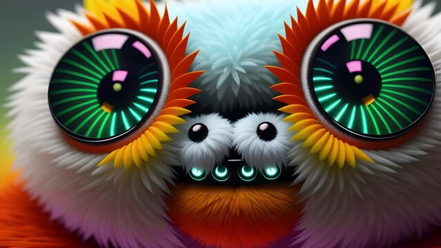 Shaggy hairy woolen cute spider, created with the help of artificial intelligence, AI generative.