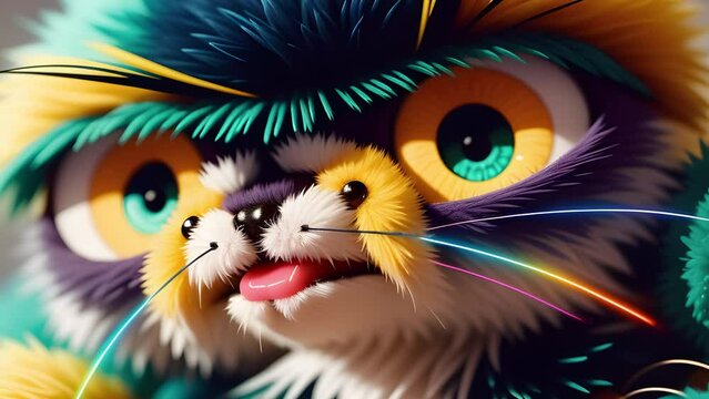 Shaggy hairy woolen cute spider, created with the help of artificial intelligence, AI generative.