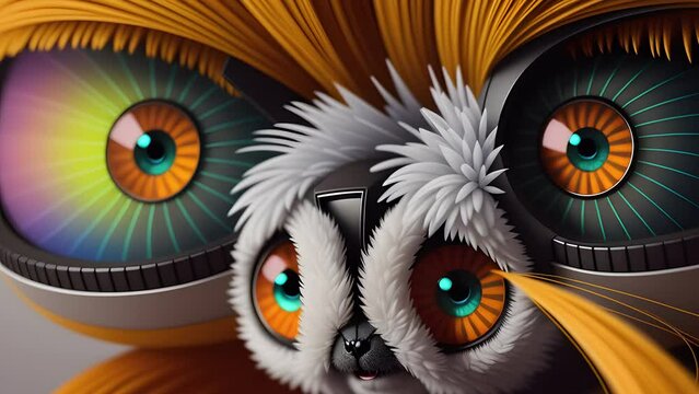 Shaggy hairy woolen cute spider, created with the help of artificial intelligence, AI generative.