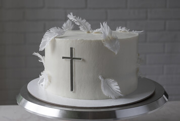cake for the baby christening. cake decor. minimalism