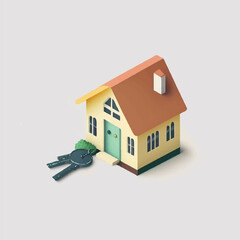 House model and key, real estate concept