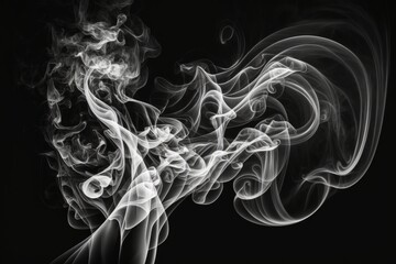 White smoke in front of a black background. Generative AI