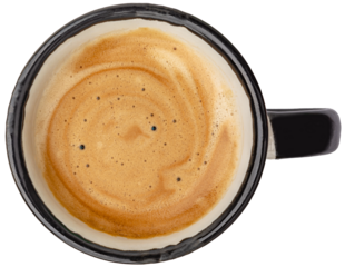 Cup of black coffee, top view