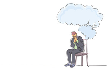 Continuous one line drawing businessman is standing on stairs and reaching star on the sky. Goals and dreams. Business, career, achievement concept. Single line draw design vector graphic illustration