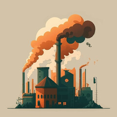 Air pollution factory chimney flat design