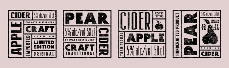 Set of template square label for apple and pear cider