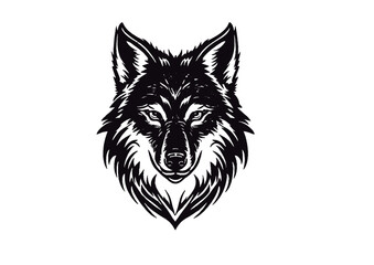 alpha wolf head illustration isolated on white background