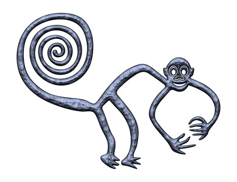Monkey with pint of beer  - paraphrase of the famous geoglyph of the Monkey from Nazca