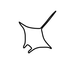 Stingray fish Character black sea animal on deep background. Wild life illustration. Vector illustration.