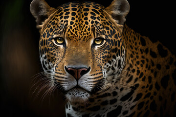 Fototapeta na wymiar Jaguar portrait, digital illustration artwork, animals, wildlife, Generative AI