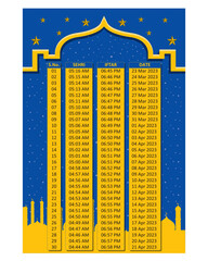 Ramadan timetable calendar 2023