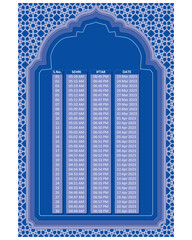 Ramadan timetable calendar 2023