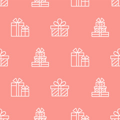 Fototapeta na wymiar Gift box seamless pattern background with icons