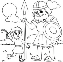 David and Goliath Coloring Page for Kids