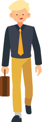 Businessman character holding bag and walking illustration