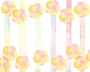 水彩で描いた梅の背景模様