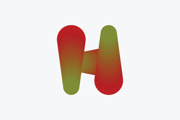 3d red letter H vector