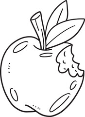 Bite Apple Isolated Coloring Page for Kids