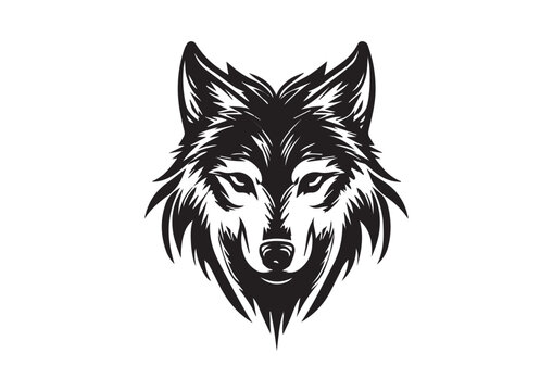 wolf head vector on white background