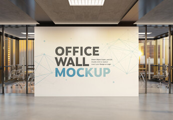 Blank Office Wall Interior at Sunset Mockup - Powered by Adobe