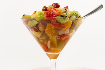 delicious fruit salad in a glass cup