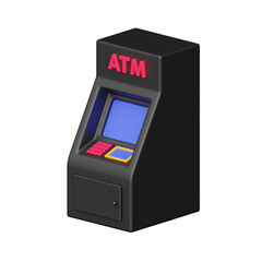 ATM 3d realistic object design vector icon illustration