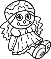 Doll Girl Isolated Coloring Page for Kids