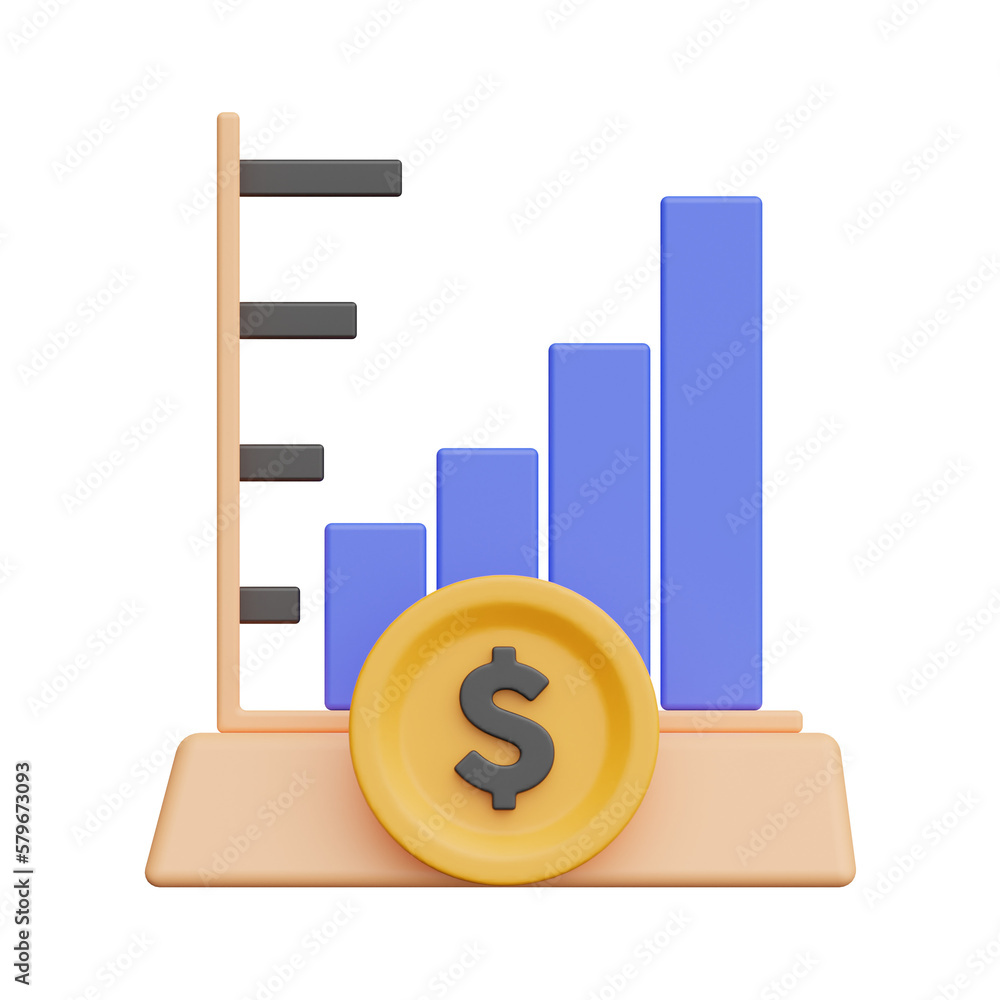 Poster graph 3d realistic object design vector icon illustration