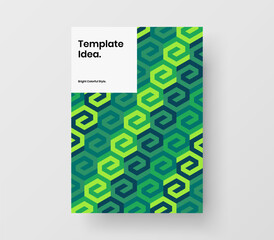 Clean geometric hexagons annual report concept. Bright corporate brochure A4 design vector layout.