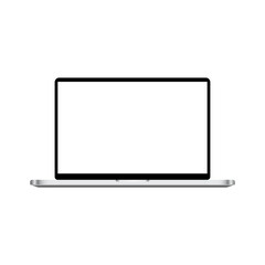 Realistic Metallic Laptop White Blank Display Mockup Vector Illustration