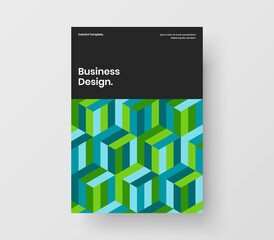 Modern geometric shapes postcard layout. Creative presentation A4 design vector template.