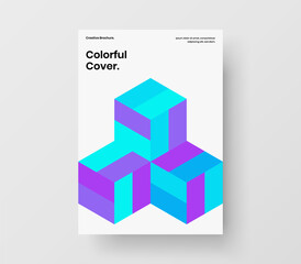 Vivid geometric hexagons booklet illustration. Isolated journal cover A4 design vector layout.