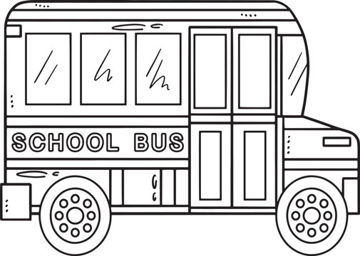 School Bus Isolated Coloring Page For Kids