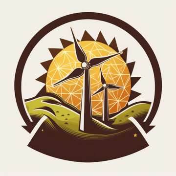 Logo of renewable energy. Sustainable clean energy with no emisson. Illustration and vector graphic design.