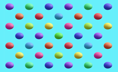 Rainbow Colored Easter Egg Pattern on Arctic Blue Background 