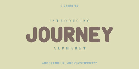 Journey. Modern Bold Font. Regular Italic Number Typography urban style alphabet fonts for fashion, sport, technology, digital, movie, logo design, vector illustration