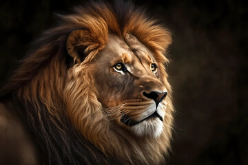 Fototapeta premium Portrait of a lion. Generative ai design.