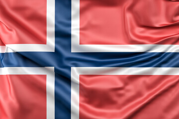 Ruffled Flag of Norway. 3D Rendering