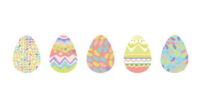 Easter Eggs Vector Set with Drawn pattern