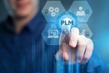 PLM Product lifecycle management system technology concept. Technology, Internet and network concept.