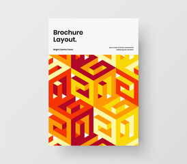 Premium mosaic pattern booklet template. Creative catalog cover A4 design vector illustration.